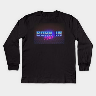 Born In 1981 ∆∆∆ Retro Outrun Birthday Design Kids Long Sleeve T-Shirt